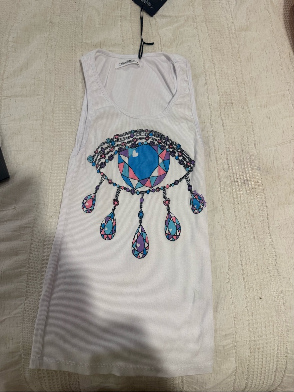 Lauren Moshi White Ribbed Tank Top NWT
